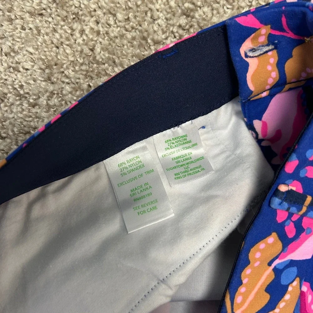 Lilly Pulitzer Kelly Knit Pants Women Size 12 Borealis Blue Absolute Purrfection